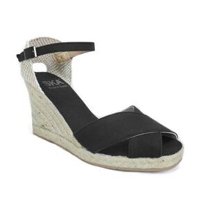 SKA DULCE P7N Nero Black Espadrille Criss Cross Wedge Sandals